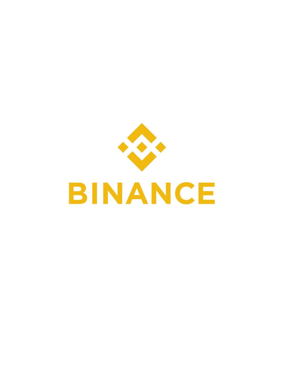 Logotipo de color amarillo con forma geométrica y la palabra BINANCE sobre un fondo blanco